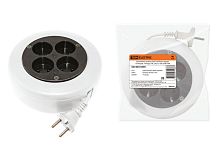 Удлинитель-рулетка УХ10-104 бело-черная 10 метров, 4 гнезда, ПВС 2х0,75 10А/250В ТДМ          