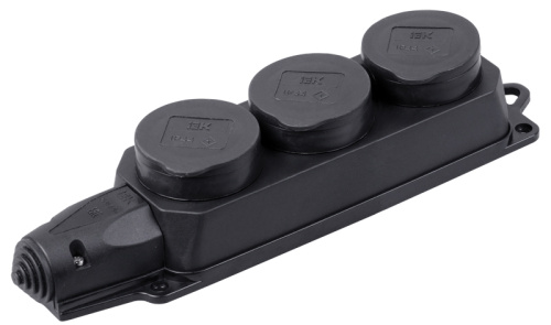 Розетка трехместная с заглушками каучук 2Р+РЕ 16А 250В IP44 ОМЕГА ИЭК                                        