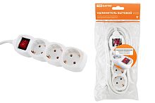 Удлинитель бытовой  У03В выключатель, 3 гнезда,3метра,с/з,ПВС 3х1мм2  16А/250В ТДМ заменаSQ1303-1421          