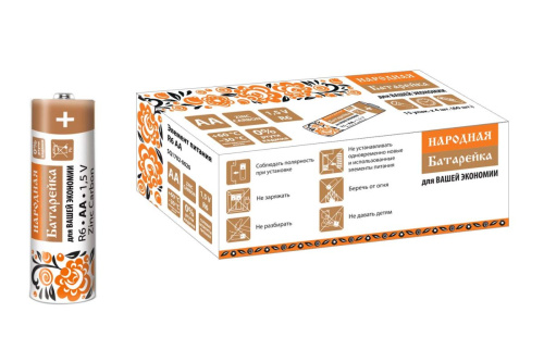 Элемент питания R6 AA Zinc Carbon 1,5V SH-4 (в упак - 4 шт) Народный ТДМ                                        