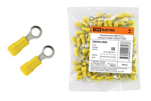 Наконечник НКИ 5,5-5 кольцо 4-6мм 100 шт ТДМ (замена на код 120398 КВТ)                                        