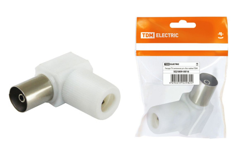 Гнездо TV антенное угл. белое без пайки, инд. упаковка ТДМ                                        