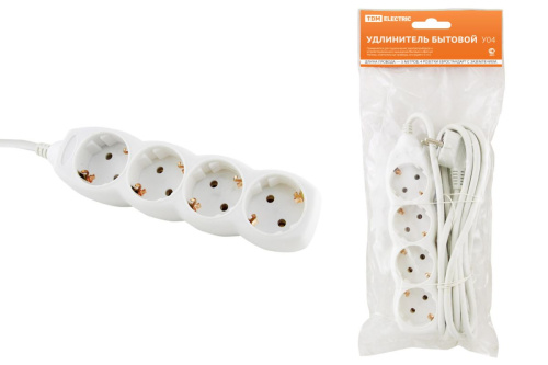 Удлинитель бытовой  У04  4 гнезда, 5м, с/з, ПВС 3х1мм2  16А/250В ТДМ заменаSQ1303-1407                                        