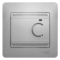 Термостат с/у GLOSSA алюминий в сборе от+5до+50°C,10A электрон. тепл.пола с датчиком (упак-2шт) SchE          