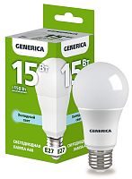 Лампа светодиодная  15Вт E27 A60 6500К (упак-100шт) GENERICA          