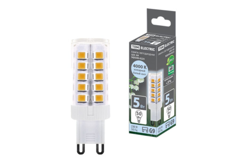 Лампа светодиодная G9-5 Вт-230 В-4000 К, SMD, 16x49 мм ТДМ                                        