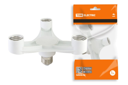 Переходник Е27-3хЕ27, белый, ТДМ                                        