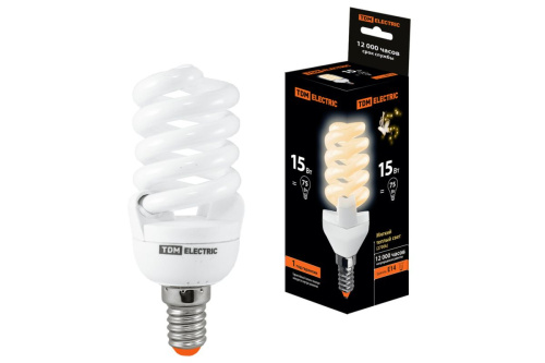 Лампа энергосберегающая 15Вт Е14 2700К КЛЛ-FSТ2 ТДМ                                        