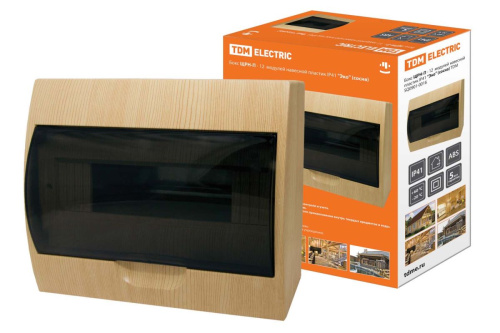 Бокс пластиковый ЩРН-П-12 255х200х100 IP41 Эко сосна ТДМ                                        