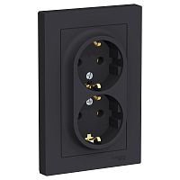 Розетка с/у AtlasDesign 2м с/з карбон IP20 в сборе 16А (упак-6шт) SchE          