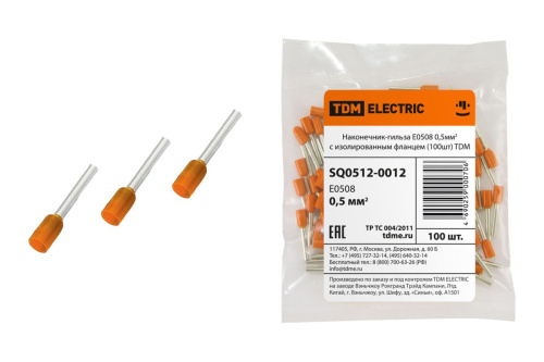 Наконечник-гильза НШВИ Е0508 0,5мм2 (100шт) ТДМ                                        