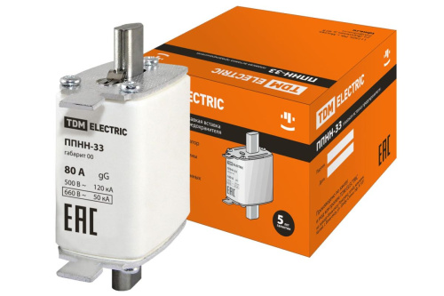 Плавкая вставка ППН-33  80А габарит 00 ППНН-33 ТДМ                                        