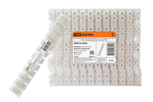 Зажим винтовой ЗВИ- 30 1,5-10мм2 12пар 100°С белый(инд.уп,полипропилен)ТДМ Аналог:SQ0510-0006                                        
