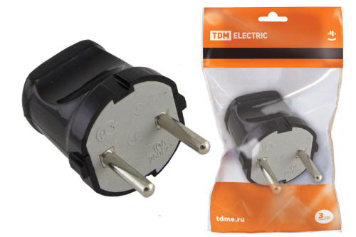 Вилка б/з черная 6А 250В ТДМ                                        