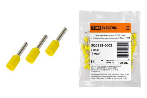 Наконечник-гильза НШВИ  Е1008  1мм2 (100шт) ТДМ                                        