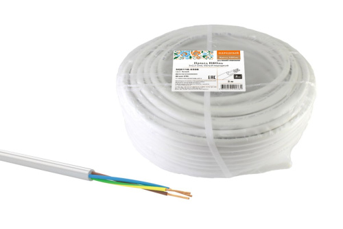 Провод ПВС 3х2,5 (5м) монтажно-бытовой, белый, Народный ТДМ                                        