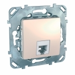 Розетка с/у Unica RJ11 1м бежевый механизм (телеф.) 4 конт. (упак-10шт) SchE          