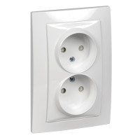 Розетка с/у Unica 2м белый б/з с з/ш IP20 в сборе 16А 250В (упак-12шт) SchE          