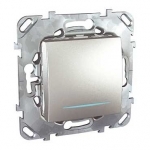 Выключатель с/у Unica 1кл алюминий IP20 механизм 10АХ 250В с инд. (упак-10шт) SchE          