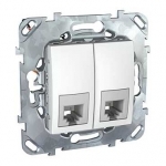 Розетка с/у Unica RJ11 2м белый механизм (телеф.) 4конт. (упак-10шт) SchE          