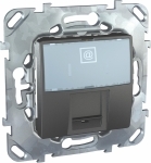 Розетка с/у Unica RJ45 1м графит механизм кат.6 (комп.) с полем для надписей (упак-10шт) SchE          