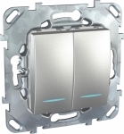 Выключатель с/у Unica 2кл алюминий IP20 механизм 10АХ 250В 2мод. с инд. (упак-10шт) SchE          