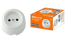 Розетка фарфоровая 2П 10А 250В белая «Болонь» ТДМ          