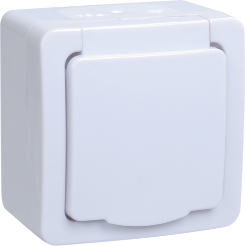 Розетка о/у ГЕРМЕС PLUS 1м с/з белая IP54 16А ИЭК                                        