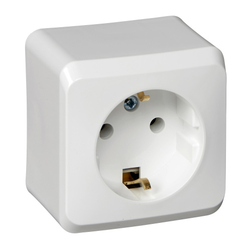 Розетка о/у Этюд 1м с/з белый IP20 16А (упак-17шт) SchE                                        