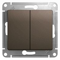 Переключатель с/у GLOSSA 2кл шоколад IP20 механизм 10АХ 250В SchE          