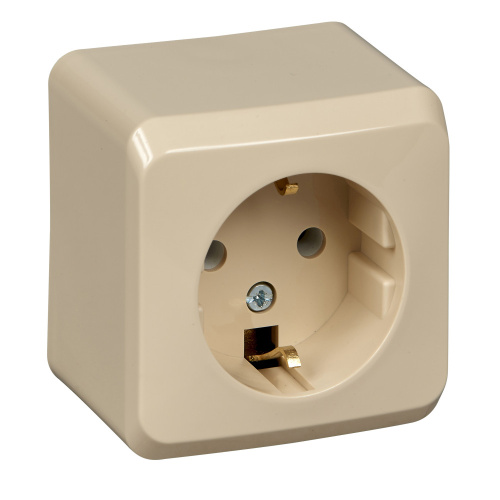 Розетка о/у Этюд 1м с/з кремовый IP20 16А (упак-17шт) SchE                                         