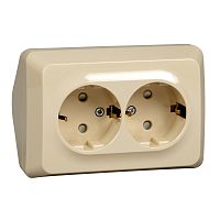 Розетка о/у Этюд 2м с/з с з/ш кремовый IP20 16А угловая (упак-8шт) SchE          