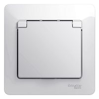 Розетка с/у GLOSSA 1м с/з с з/ш белый IP20 в сборе 16А с защ.крыш. (упак-15шт) SchE          