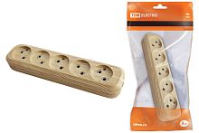Колодка розеточная 5 гнезд 2П б/з 10А 250В "Эко" (сосна) ТДМ          
