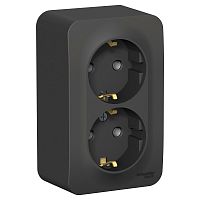 Розетка о/у Бланка 2м с/з антрацит IP20 16А изол.пл. (упак-8шт) SchE          