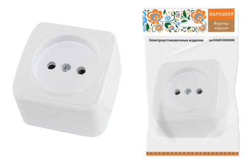 Розетка о/у Дача 1м без з/к белый IP20 10А 250В Народная ТДМ                                        