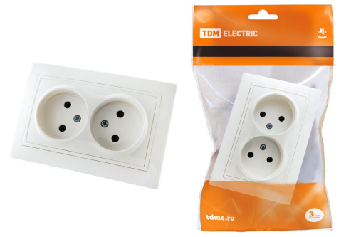 Розетка с/у Таймыр 2м без з/к белый IP20 10А 250В ТДМ                                        