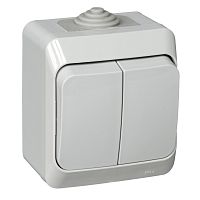 Выключатель о/у Этюд 2кл серый IP44 10А (упак-14шт) SchE          