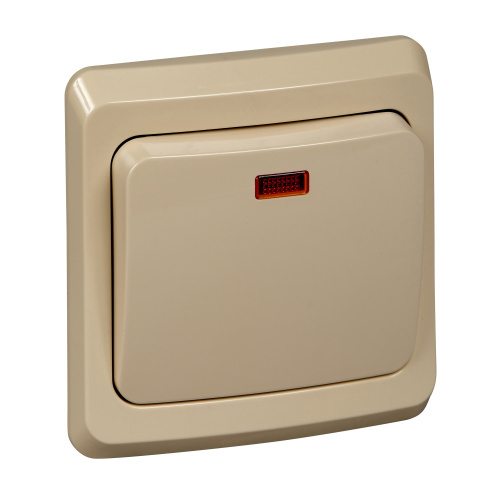 Выключатель с/у Этюд 1кл кремовый IP20 10А с инд.  (упак-20шт) SchE                                        