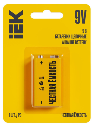 Батарейка щелочная Alkaline 6LR61 9V (1шт/блистер) IEK                                        