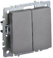 Выключатель с/у BRITE 2кл. сталь проходной механизм IP20 10А ИЭК          