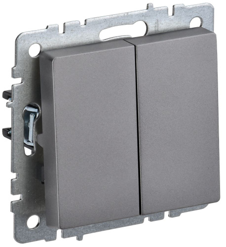 Выключатель с/у BRITE 2кл. сталь проходной механизм IP20 10А ИЭК                                        