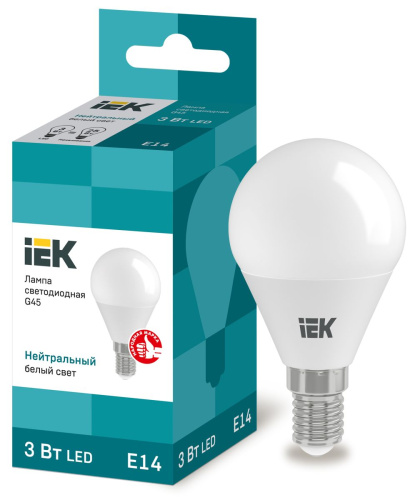Лампа светодиодная   3Вт E14 G45 4000К шар ИЭК                                        