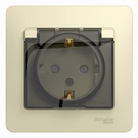 Розетка с/у GLOSSA 1м с/з с з/ш бежевый IP44 в сборе 16А с защ.крыш. (упак-10 шт) SchE          