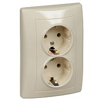 Розетка с/у Sedna 2м с/з бежевый IP20 в сборе 16А (упак-12шт) SchE          