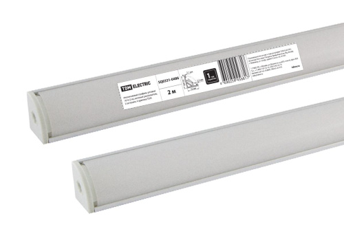 Алюминиевый профиль угловой 1616 (2 м), матовый рассеиватель, 2 заглушки, 4 крепежа ТДМ                                        