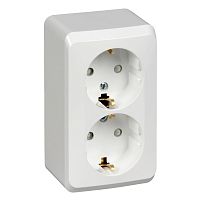 Розетка о/у Этюд 2м с/з с з/ш белый IP20 16А (упак-16шт) SchE          