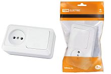 Блок комбинированный выкл. 1-кл. 10А + розетка 2П 10А 250В БКВР IP20 белый "Ладога" ТДМ          