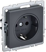 Розетка с/у BRITE 1м с/з с з/ш графит IP20 механизм 16А ИЭК          