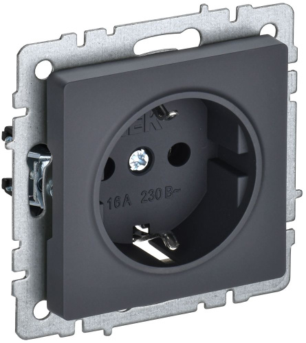 Розетка с/у BRITE 1м с/з с з/ш графит IP20 механизм 16А ИЭК                                        